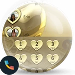 theme dialer metal gold heart android application logo